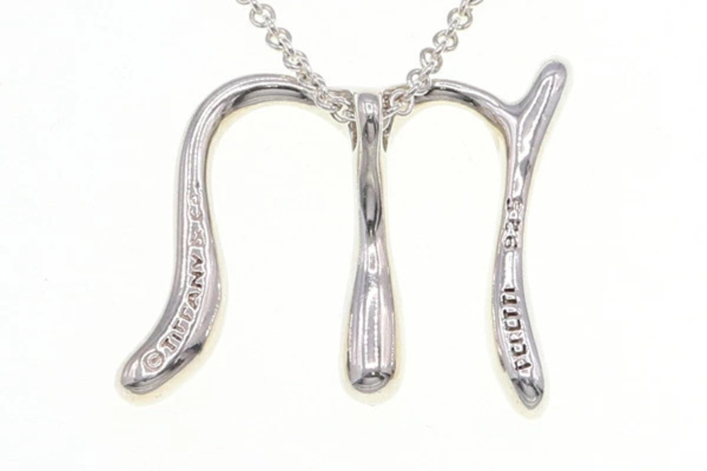 Tiffany Co Elsa Peretti Letter Pendant Necklace Sterling Silver Choker Silver